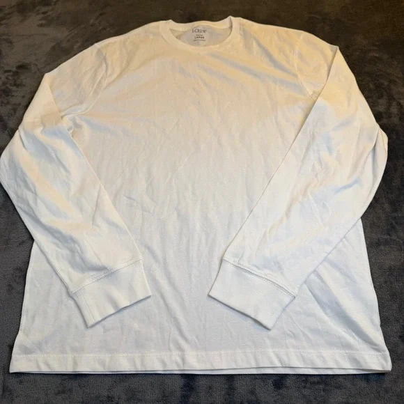 J Crew Washed Long Sleeve T Shirt Mens Large White Cotton Crew Neck Casual - Picture 1 of 9